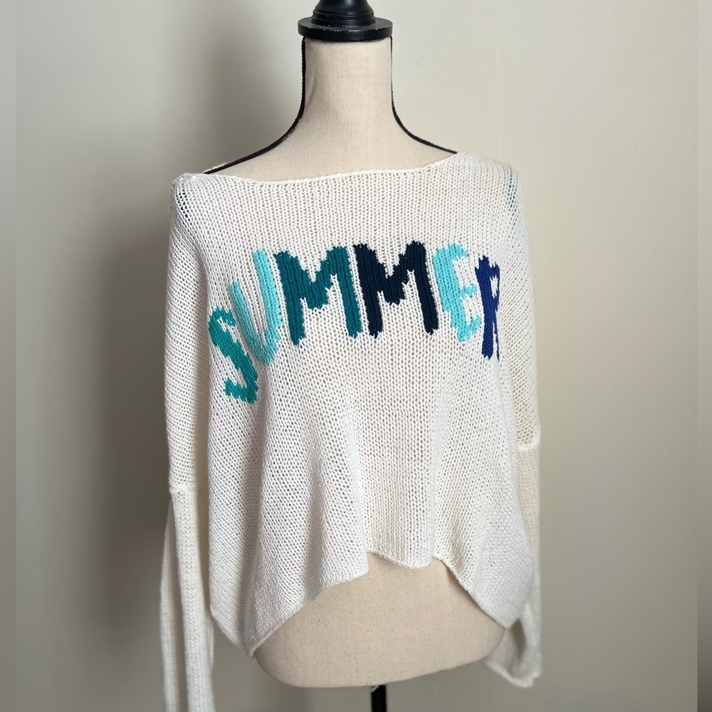 Wooden Ships "SUMMER”White Crew Neck Sweater,  Size M/L